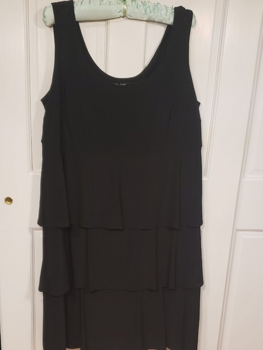 Blu Sage Black Tiered Midi Dress Sleeveless Ruffle Flowy 1X